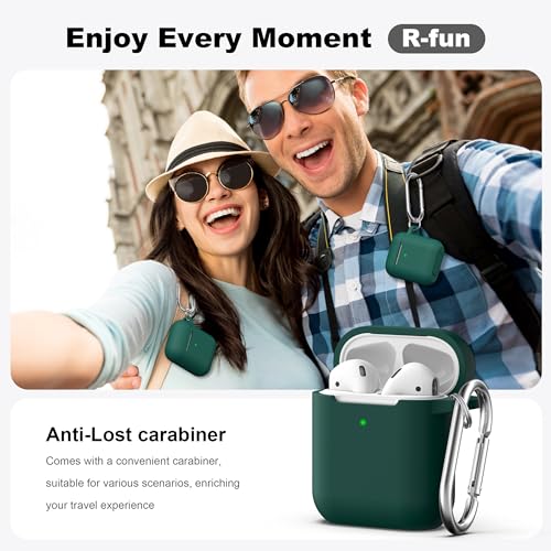 for AirPods 2nd/1st Case Silicone Cover, Black Green | Compatible with Apple AirPods 2nd/1st (2019/2016) Generation with Keychain & Cleaner Kit, Wireless Charging Compatible - color: E1-Black Green
