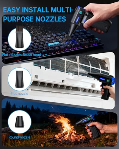 Compressed Air Duster, 150000RPM 3-Gear Brushless Motor Cordless Electric Air Blower, Rechargeable Air Blower with LED Light for PC, Computer, Laptop, Keyboard, Car Cleaning, Gifts for Men