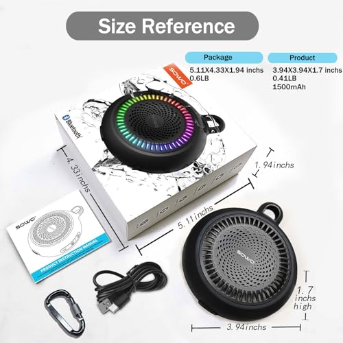 SOWO Shower Speaker Bluetooth Waterproof, Small Speaker Portable Wireless - color: Black