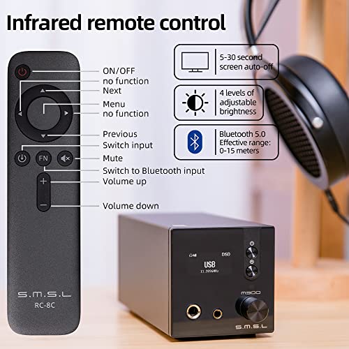 SMSL M300SE(Upgraded),Two CS43131 Chip MQA Audio Decoder,Ear Amplifier,Third Generation XMOS,PCM768kHz/32bit DSD256,DOP64,5 PCM Filters,True Balanced Output XLR,THD+N -117dB