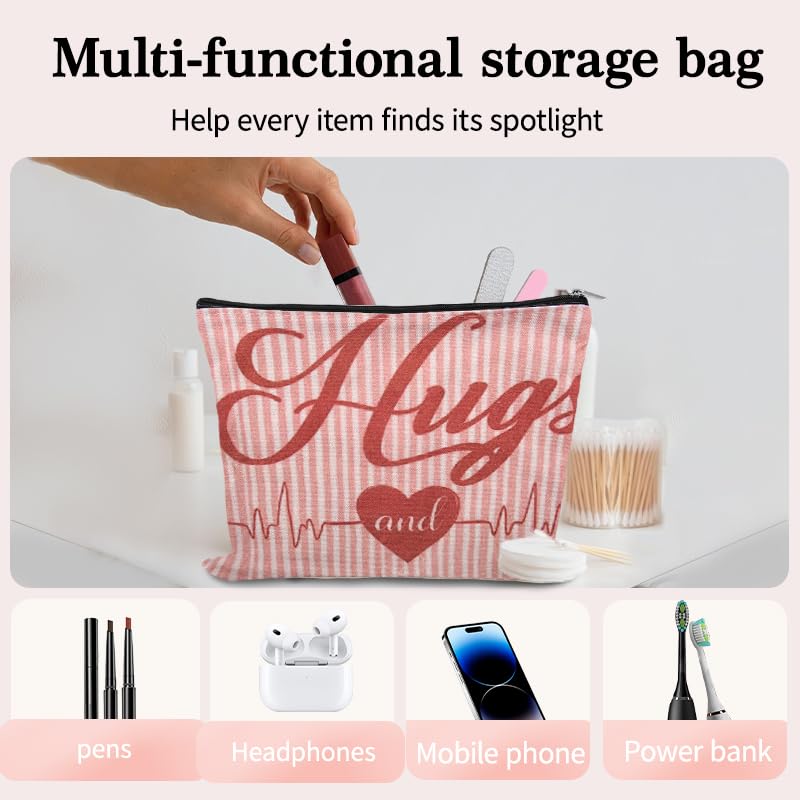 Valentines Day Gift Cosmetic Bag Travel Bag for Cosmetics with Hearts Hug Makeup Bag Pouch Romantic Gifts for Anniversary Toiletry Pouch Gf Presents for Birthday Fiancee Girlfriend Wife Gifts Ideas - color: Anniversary Gift Cosmetic Bag