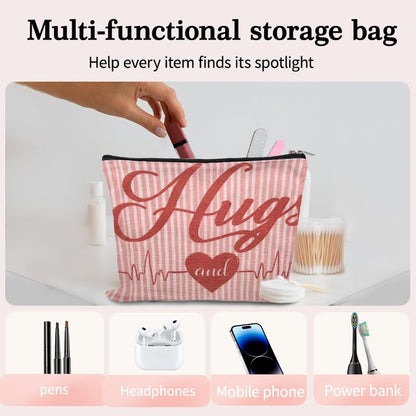 Valentines Day Gift Cosmetic Bag Travel Bag for Cosmetics with Hearts Hug Makeup Bag Pouch Romantic Gifts for Anniversary Toiletry Pouch Gf Presents for Birthday Fiancee Girlfriend Wife Gifts Ideas - color: Anniversary Gift Cosmetic Bag