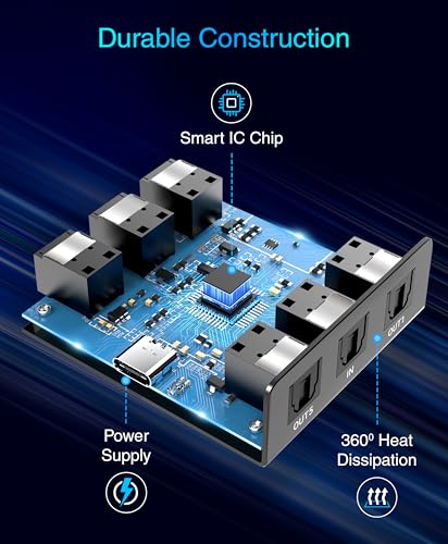 BlueRigger Digital Optical Audio Splitter (1x5 Active Toslink Splitter) - size: 1x5, style: Active