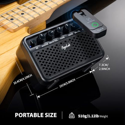 Mini Guitar Amp, 5W Small Portable Electric Guitar Amplifier, Clean & Drive Effects 2 Channels, Rechargeable Bluetooth Speaker with Headphone Jack, for Daily Practice (Black)