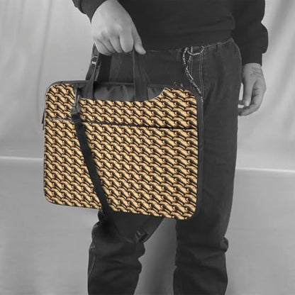 Microphone with Music Note Print Stylish Laptop Bag Portable Single Shoulder Bags Commuting Working Remotely Heading - size: 14 inch