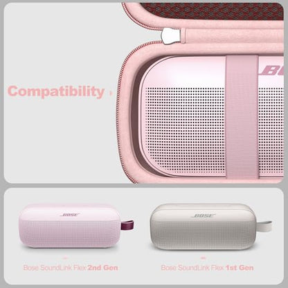 ProCase Hard Case for Bose SoundLink Flex 2nd/1st Gen Speaker - Pink | Hard Travel Storage Case with Mesh Pocket, Shoulder Strap and Carabiner for Bose SoundLink Flex 2nd/1st Gen Speaker - color: Pink