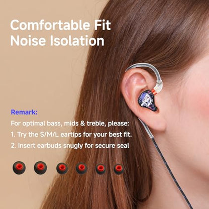 CVJ Vivian IEM Wired Gaming Earbuds, Deep Bass in Ear Monitor with Mic - color: Vivian Printed Pattern, style: with Mic