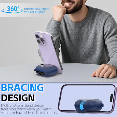 Secure Lock Case for Powerbeats Pro 2 with Phone Stand, LAKSDIURT Shockpoof Protection Cover Compatible with Beats Powerbeats Pro 2 Earbuds Clear Power Pro2 Case with Cleaner Kit & Keychain (Blue) - color: Blue