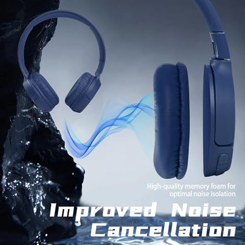 1 Pair Ear Pads and 1 Headband, Earpads Replacement Cushions for JBL Tune600 T500BT T450 T450BT JR300BT JR310BT Headphones (Not Suitable for Tune 600btnc) with Memory Foam, Soft Protein Leather - color: pads and headband - blue