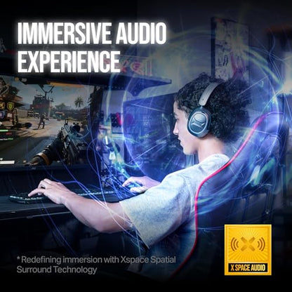 OXS Storm A2 Wireless Gaming Headset, Active Noise Cancellation, Over Ear Headphone with Mic, Bluetooth 5.4 & 2.4GHz Low Latency, Dual EQ Modes, 70H Playtime, for PC, Switch, PS4, PS5, Mobile, Black - color: Black
