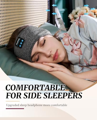 Perytong Sleep Headphones Wireless, Bluetooth Sports Headband Headphones with Ultra-Thin HD Stereo Speakers Perfect for Sleeping,Workout,Jogging,Yoga,Insomnia, Air Travel, Meditation (Grey) - color: Grey