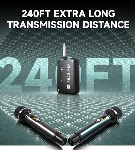 ECHOMUSSY Dual Rechargeable Wireless Microphones for Karaoke & Singing - color: Grey