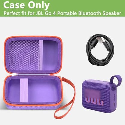 Speaker Case for JBL Go 5/4/3, Case Only | Hard Case, Mesh Pocket for Charging Cable, Compact Travel Carry, Speaker Not Included, Purple - color: Purple