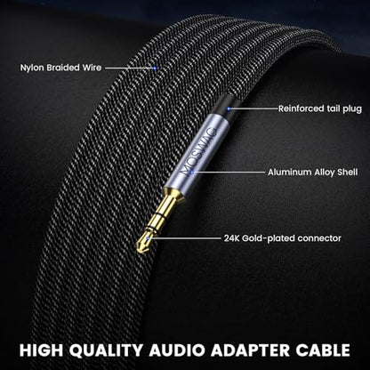 MOSWAG 2.5mm Male to 3.5mm Female,2.5mm Male to 1/8inch 3.5mm Female Stereo | Audio Jack Adapter Cable for Headphones, Amplifier, 3 Poles Balanced to Stereo Plug Gold-Plated Converter - size: 10FT/3Meter