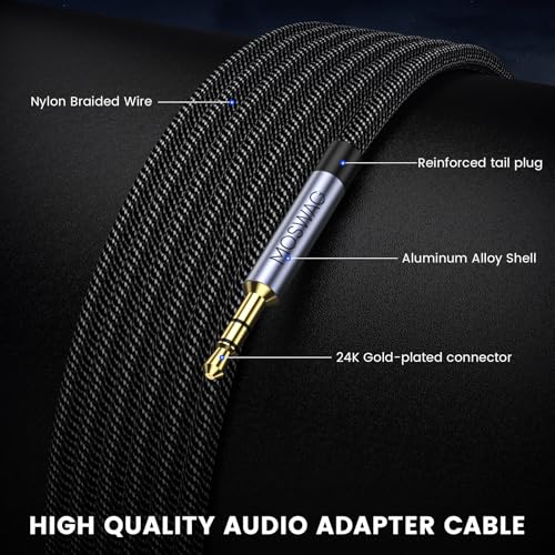MOSWAG 2.5mm Male to 3.5mm Female,2.5mm Male to 1/8inch 3.5mm Female Stereo | Audio Jack Adapter Cable for Headphones, Amplifier, 3 Poles Balanced to Stereo Plug Gold-Plated Converter - size: 6.6FT/2Meter