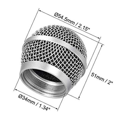 uxcell Microphone Ball Head Mesh Grill Metal Windscreen with Black Inside | for PG48 PG58 PGX2 BLX288 PG288 PGX24, Foam Filter