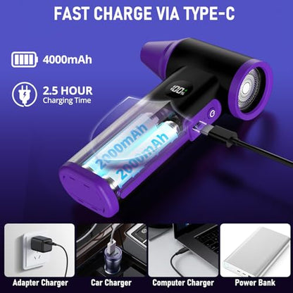 WINWEND Compressed Air Duster: 130000RPM & 8-Gear Adjustable Rechargeable Electric Air Duster - Mini Cordless Air Blower for Cars, PC, Keyboard, Home, Outdoor Cleanings - Replaces Compressed Air Cans