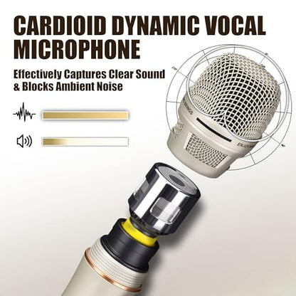 Dynamic Microphone - Professional Vocal Microphone for Singing - Handheld Wired Mic with 16ft XLR to 1/4" Audio Cable - Mic for Speech, Studio & Live Performance - color: A-Champagne