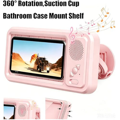 Shower Phones Holder with Speaker, Wall Mount Shower Phone Holder Waterproof, Bathroom Accessories, Waterproof Phone Case, 360° Rotation, Retractable Adjustable Bathroom Case Mount Shelf (PK) - color: PK