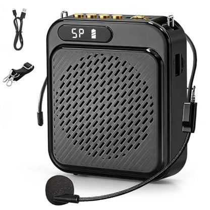 Bluetooth Voice Amplifier for Teachers, 10W Portable Voice Amplifier with Mic Wired, Personal Microphone Headset and Speaker for Classroom, Tour Guide, Elderly, Yoga (Black)