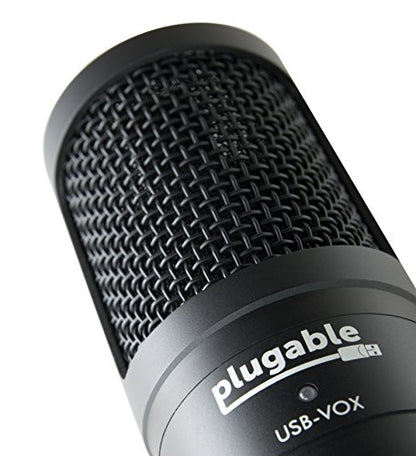 Plugable USB Studio Microphone - Podcast Microphone, Tripod Mounted Cardioid Condenser Microphone Optimized for Streaming TwitchMixerYouTubeDiscord (Compatible with Windows, macOS, Linux PCs)