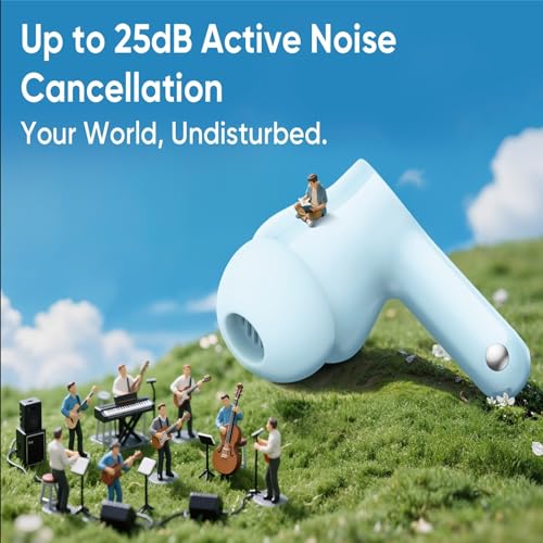 realme Buds T200x True Wireless Earbuds with 12.4mm Dynamic Bass Drivers, 25 dB ANC, Quad Mic, 45ms Latency, Upto 48 Hrs Playback, Fast Charge, IP55 Rated, BT 5.4 - (Blue)