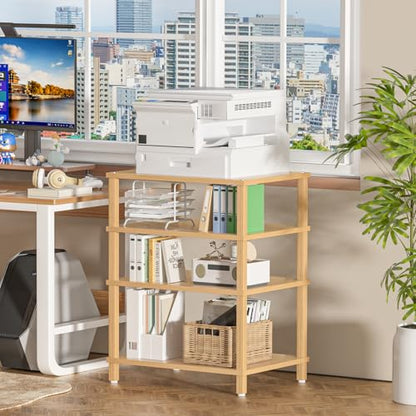 4-Tier AV Media Player Stand, Natural Stereo Cabinet, Modern Audio Shelf, Wooden TV Stand,Game Console Shelf, Multifunctional Entertainment Center, Suitable for Home, Conference Room - color: Natural, size: 4 Tier
