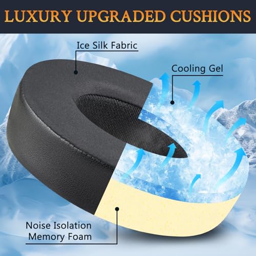 SOULWIT Cooling Gel Earpads Replacement for Turtle Beach Elite Pro 2/Elite Atlas Pro Headsets, Ear Pads Cushions with Ice Silk Fabric, High-Density Foam - Black