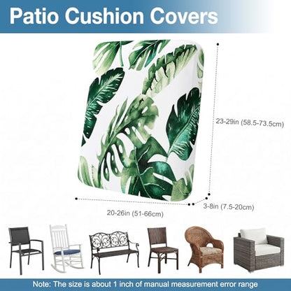 Waterproof Outdoor Cushion Covers, Stretch Patio Slipcovers | UV Resistant Coating, Stretch Fabric, Waterproof Protection, Replacement Covers, Fits Patio Furniture Cushions (4 Pieces) - color: Monstera Deliciosa, size: 4PCS