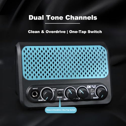 DeKode iG-10Mini 10W Desktop Guitar Amplifier | BT 5.0, 2 Channels (Clean/Overdrive), 1.75” Speaker, Headphone Out, USB-C Rechargeable, 15m Range, Up to 5 Hours Playtime - color: White