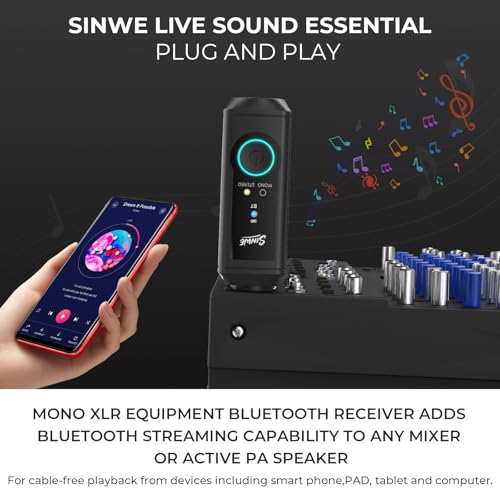 XLR Bluetooth Receiver,Wireless BT 5.3 Adapter for Stereo | Wireless audio adapter for Mixer PA Speaker DJ System, 100ft Stable Connection,15H Battery,24bit/48kHz Hi-Fi