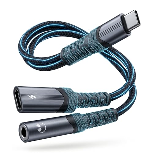 USB C to 3.5mm Headphone and Charger Adapter,2 in-1 USB C PD 3.0 Charging Port to Aux Audio Jack and Fast Charging Dongle Cable Cord for iPhone 17 Iphone16, iPhone 15, Galaxy (1-Pack) - size: 1-Pack