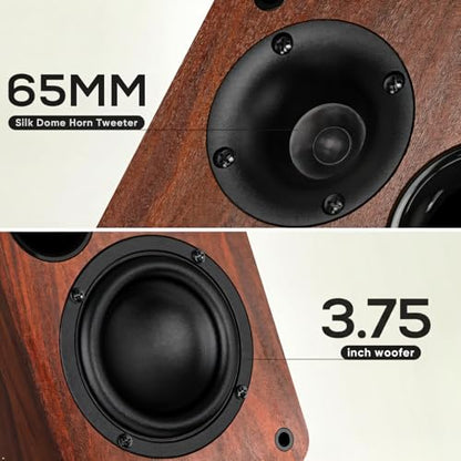 Saiyin Powered Bluetooth Bookshelf Speakers | 30W*2, 3.75 Inches Woofer, Bluetooth/Optical/Auxiliary/RCA Inputs, TV/Turntable/Record Player/Computer/PC - size: 3.5 Inch Woofer