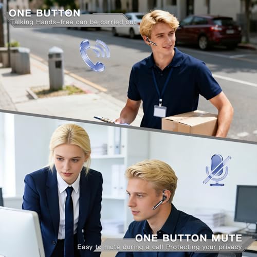 Boytond Bluetooth Headset V6.1,100Hrs Talk Time Dual Noise Cancellation Wireless Earpiece,CVC8.0 Noise Cancelling Wireless Earbud
