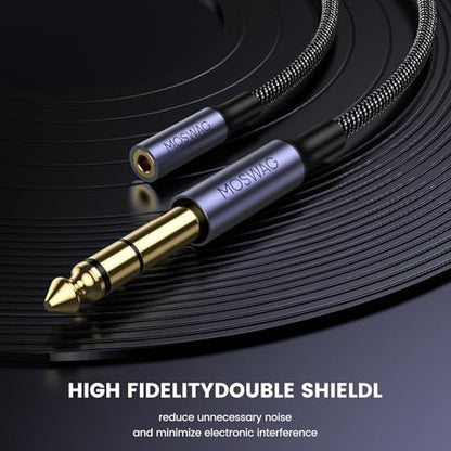 MOSWAG 3.5mm to 1/4 Headphone Adapter, Stereo Audio Cable 3.28FT/1Meter | 3.5mm 1/8 inch Female TRS to 6.35mm 1/4 inch Male TRS, 24K Gold Plated Hi-Fi Sound For Mixer Guitar Piano Amplifier Speaker - size: 3.28FT/1Meter