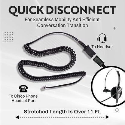 INNOTALK Headset for Cisco Phones, Classic Monaural Wired Headset with Microphone & Quick Disconnect RJ9 Adapter for Office, Call Center, Information Desk etc. - size: Classic-Mono
