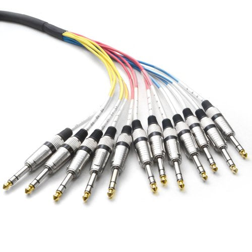 12 Channel 1/4" TRS Snake Cable - 15 Feet Long - Serviceable Ends - Pro Audio Effects Snake for Live Live, Recording, Studios, and Gigs - Patch, Amp, Mixer, Audio Interface 15' - size: 15 Foot - 12 Channel