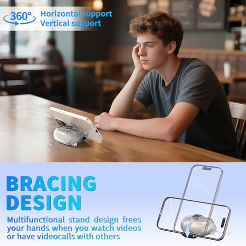 for Bose Ultra Open Earbuds Case with Secure Lock & Phone Stand, Soft TPU Shockproof Protective Clear Case for Bose Open Ear Earbuds Accessories with Cleaning Pen & Keychain (Clear) - color: Clear