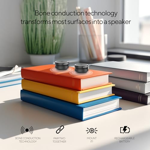 PocketTunes Bone‑Conduction Bluetooth Speakers – 2‑Pack Mini Wireless Speakers, Surface‑Amplifying Sound, True Wireless Stereo, USB‑C Rechargeable, Portable