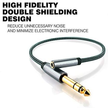 6.35mm to 3.5mm, 1/4 inch to 1/8 inch Headphone Adapter - 12inch | 24K Gold-Plated, Headphone to Speaker, Guitar, Digital Piano Keyboard Amplifier, Stereo Audio Jack Plug Converter - size: 30 cm