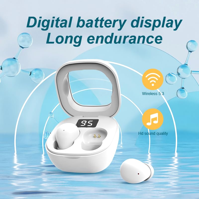 Ultra small mini earphones ，Mini Invisible Wireless Earbuds for Small Ear Canals, Low Profile Hidden Sleep Earbuds, IPX5 Waterproof Bluetooth Headphones for Work, Side Sleep & Daily Use (white) - color: White
