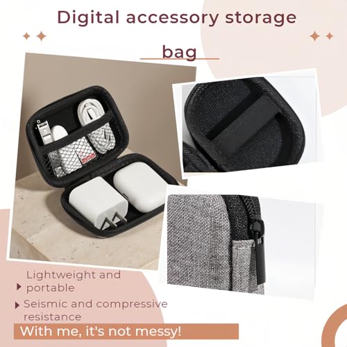 Chinshwehaw Electronic Accessories Organizer Bag: EVA Hard Shell Shockproof, Hard Shell Tech Organizer Case - Water Resistant Travel Storage for Cables Charger Earphones USB SD Card (Rectangle) - style: Rectangle