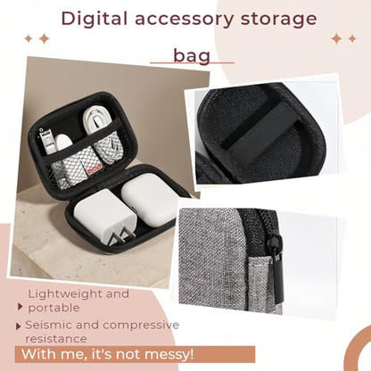 Chinshwehaw Electronic Accessories Organizer Bag: EVA Hard Shell Shockproof, Hard Shell Tech Organizer Case - Water Resistant Travel Storage for Cables Charger Earphones USB SD Card (Rectangle) - style: Rectangle