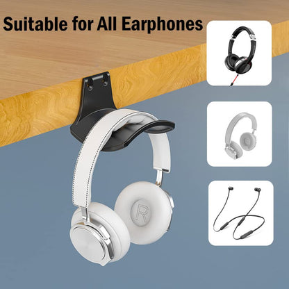 2-Pack Never Fall Headphone Hook Hanger Wall Mount Headset Holder - color: Black L(2 Pack)