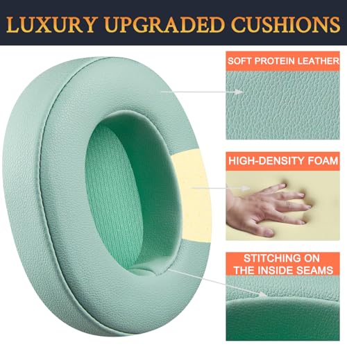 SOULWIT Replacement Earpads for Skullcandy Hesh 3/ANC/Evo & Crusher Wireless/540/ANC/Evo & Venue ANC Over-Ear Headphones, Ear Pads Cushions with Protein Leather, Noise Isolation Foam - Preppy Sage - color: Preppy Sage