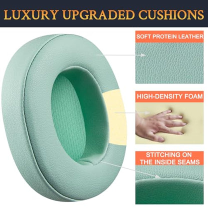 SOULWIT Replacement Earpads for Skullcandy Hesh 3/ANC/Evo & Crusher Wireless/540/ANC/Evo & Venue ANC Over-Ear Headphones, Ear Pads Cushions with Protein Leather, Noise Isolation Foam - Preppy Sage - color: Preppy Sage