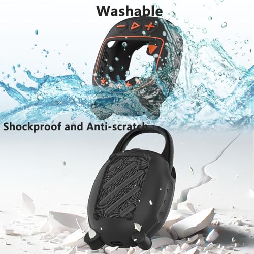 JCHPINE Silicone Cover Case for JBL Clip 5 Portable Bluetooth Speaker - color: Black