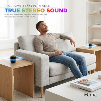 iHome 2-in-1 Portable Wireless Bluetooth Speaker with RGB Lights