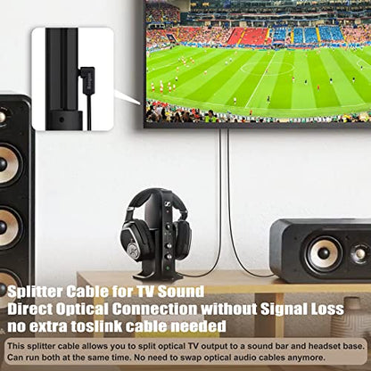 90 Degree Optical Audio Splitter 1 in 2 Out Cable, Digital Toslink Fiber Optical Splitter Audio Adapter Cable (1 Male Input 2 Male Output) for TV, Soundbar, 3ft - size: 3ft, style: Right Angle digital splitter cable