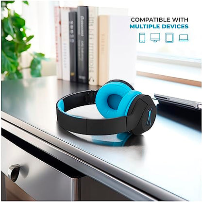 Altec Lansing Kid Safe Noise Cancelling Wireless Headphones 15H Battery, 85dB Volume Limit, Foldable Design Powerful Sound, Active Noise Cancellation Perfect for Kids Ages 7+ - color: Blackout Rockstar Blue